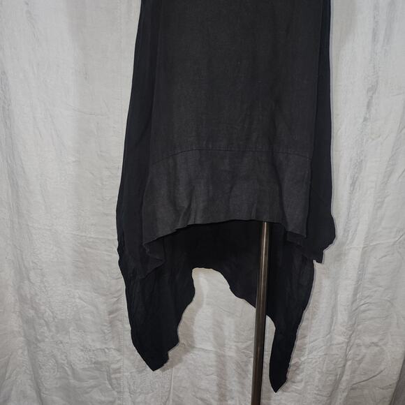 VIVIAN SHYU sz S/M black asymmetrical hi low sleeveless linen top Italy - Picture 2 of 8